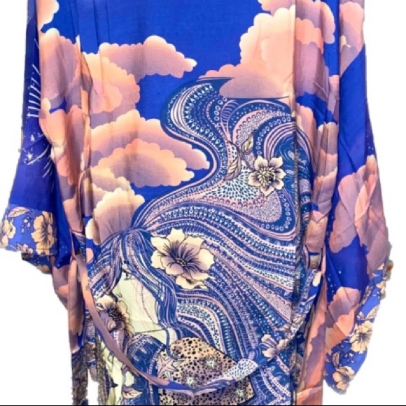 Blue & Pink Trippy MoonClouds Kimono - Picture 5 of 9